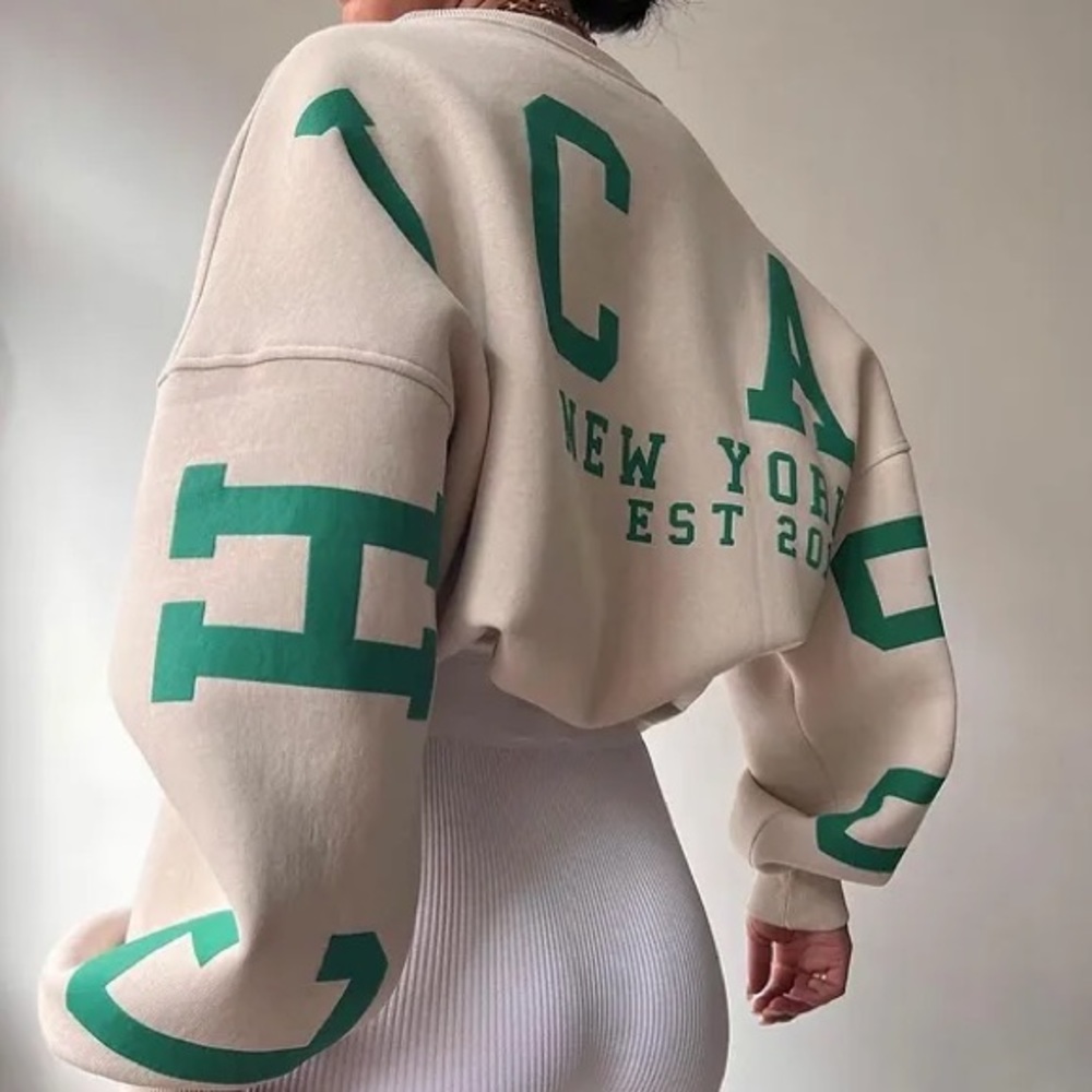 Women's Letterman Pull over Fleece Sweatshirt